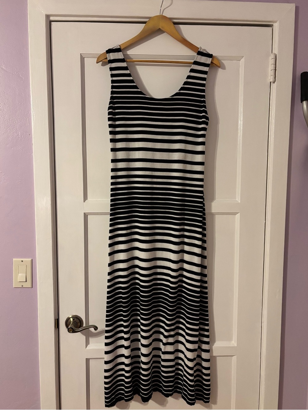 Merona Black and White Striped Sleeveless Maxi Dress
